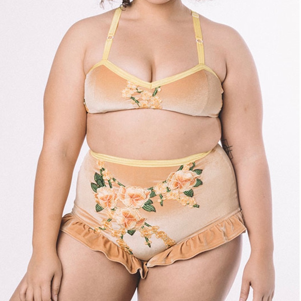 Solstice Intimates bralette velvet flower embroidered